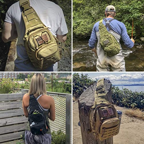 Gearrific Tactical Backpack 4 Tactical Sling Bag + Camping Shovel + G.I.D. Paracord + Flag Patch Combo - Military Day Pack, Small Backpack, Fishing, Hiking, Hunting