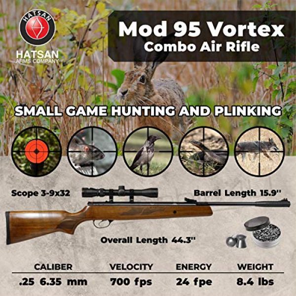 Wearable4U Air Rifle 2 Hatsan Mod 95 Vortex Combo Air Rifle with Wearable4U 100x Paper Targets and Lead Pellets Bundle