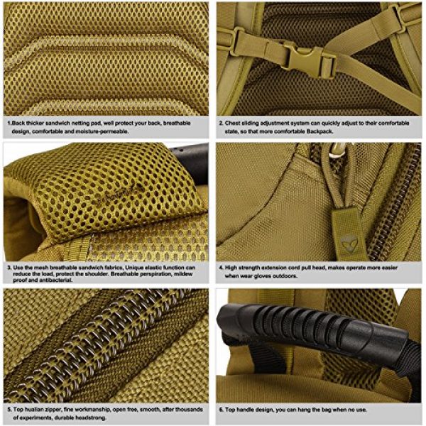 Huntvp Tactical Backpack 6 Huntvp 40L Tactical Military MOLLE Backpack WR 3 Way Modular Pack with Patch