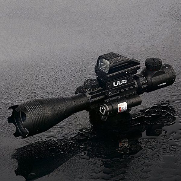 UUQ Rifle Scope 2 UUQ 4-16x50EG Tactical Rifle Scope Red/Green Illuminated Range Finder Reticle with Green Laser and Multi Optical Coated Holographic Dot Sight