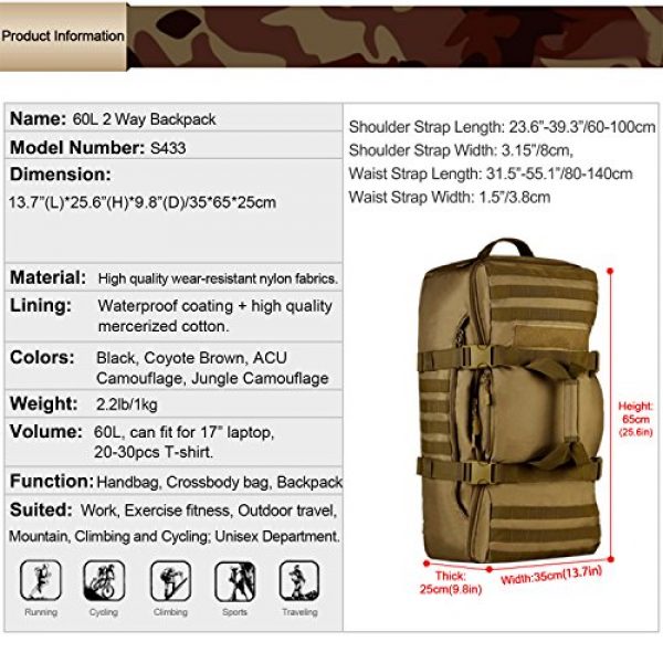 Huntvp Tactical Backpack 3 Huntvp 60L Tactical Military Backpack Gear Sport Outdoor Assault Pack Rucksack Bag For Hunting Camping Trekking Travel