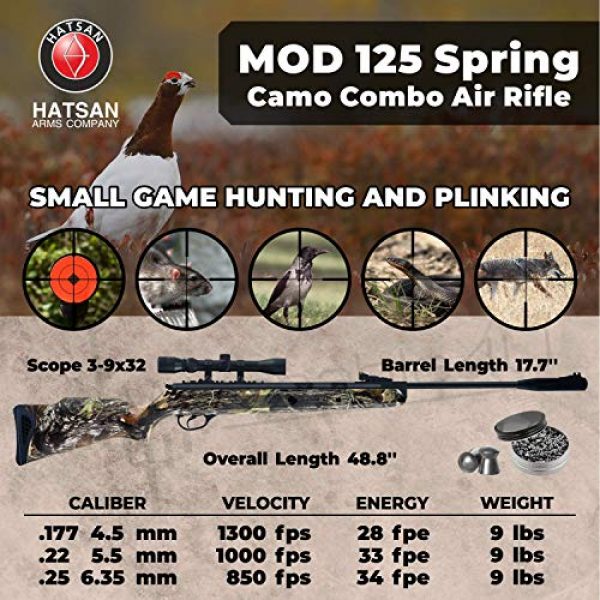 Wearable4U Air Rifle 2 Hatsan Mod 125 Spring Camo Combo Air Rifle with Wearable4U Paper Targets and Lead Pellets Bundle