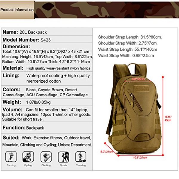 Huntvp Tactical Backpack 3 Huntvp Military MOLLE Backpack Rucksack Gear Tactical Assault Pack Student School Bag 20L for Hunting Camping Trekking Travel