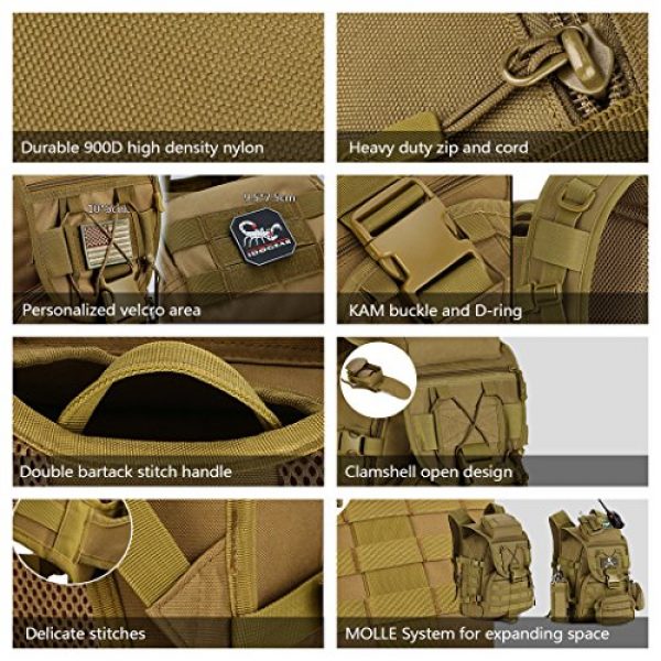 IDOGEAR SPORTS Tactical Backpack 5 IDOGEAR 40L Tactical Backpack Molle Assault Pack 900D Nylon Water Resistant Shoulder Bag Travelling Airsoft Backpacks