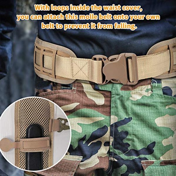 Huntvp Tactical Belt 3 Huntvp Patrol MOLLE Belt MOLLE Tactical Belts with Mesh Lining for Shooting Airsoft Wargame Paintball Hunting