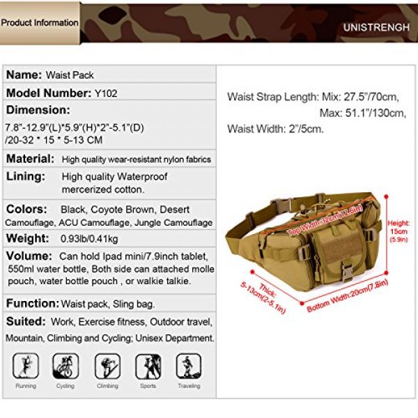 Unistrengh Tactical Pouch 3 UNISTRENGH Tactical Waist Pack Military Fanny Belt Pouch Waterproof Bum Bag for Outdoor Climbing Fishing Running Hunting