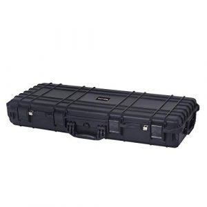 MEIJIA Rifle Case 1 MEIJIA Portable Rolling Waterproof All Weather Rifle Hard Case with Wheels,Foam Inserted, Elegant Black,38.34x17.87x6.22inches