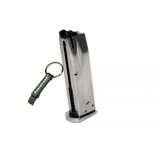 WE Airsoft Gun Magazine 1 WE 25rds Gas Airsoft Magazine For KJW Marui SOG M9 M92 M92F GBB Silver -Mobile Ring Included