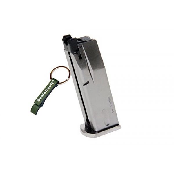 WE Airsoft Gun Magazine 1 WE 15rds Airsoft Gas Magazine M84 Cheeta Series GBB Silver -Mobile Ring Included