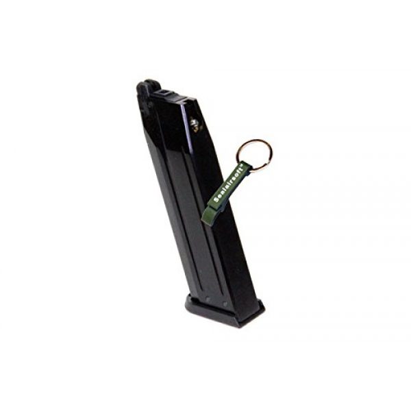 KJW Airsoft Gun Magazine 2 KJ Works 24rds Airsoft Metal 6mm GAS Magazine For CZ-75 P-09 Duty GBB Black -Mobile Ring Included