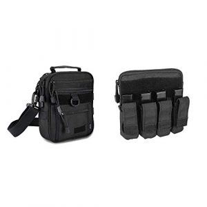ProCase Pistol Case 1 ProCase Pistol Bag Ammo Accessories Pouch Bundle with Tactical Pistol Mag Pouch Submachine Gun Magazine Bag -Black