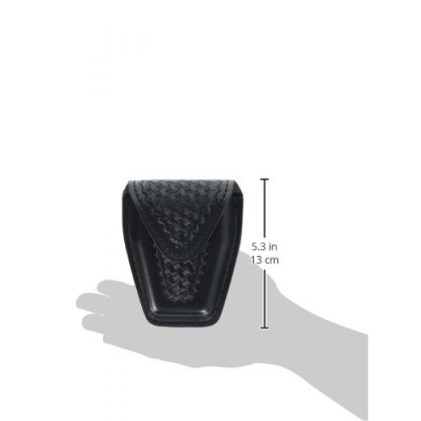 Safariland Handcuff Pouch 3 Safariland Model 190 Handcuff Case with Top Flap and Tapered Bottom, Black, Basketweave with Hidden Snap, for Standard Hinged Handcuffs