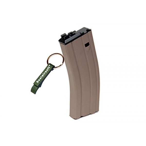 WE Airsoft Gun Magazine 1 WE 30rds Open Bolt Airsoft Gas Magazine Scar / L85 / M4 Series GBB TAN -Mobile Ring Included
