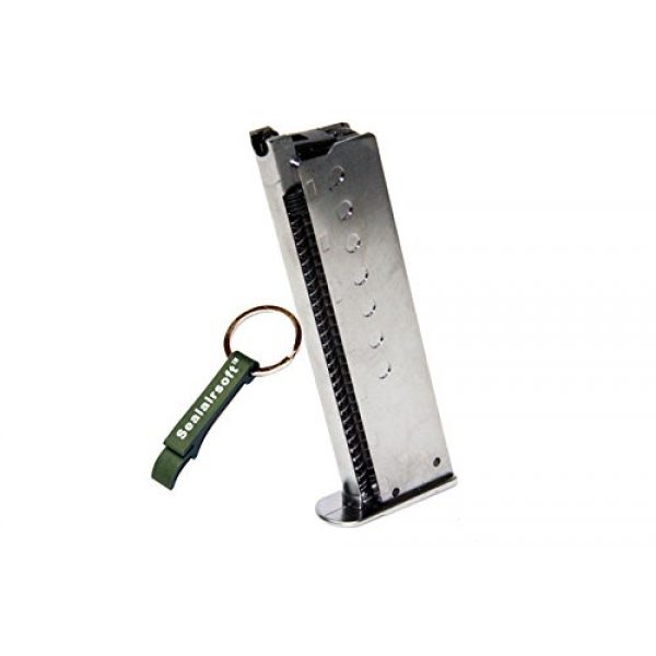 WE Airsoft Gun Magazine 1 WE 15rds Airsoft Gas Magazine P38 Series GBB Silver -Mobile Ring Included