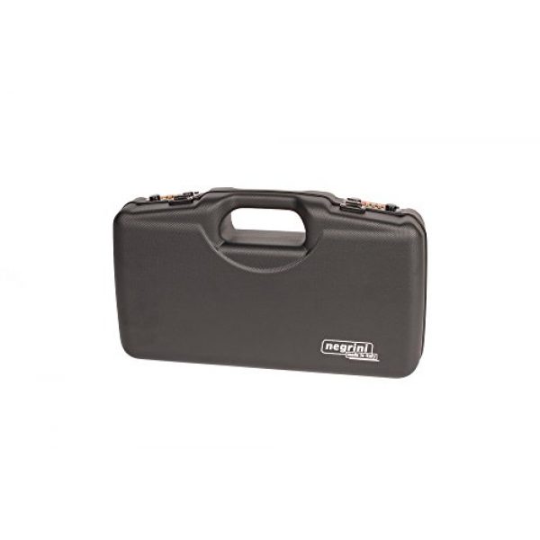 Negrini Cases Pistol Case 2 Negrini Cases 2018TS/4835 Compact Handgun Case for ABS 1 Gun W/Acc/Pluck-n-Pull Die Cut Foam, Black/Black
