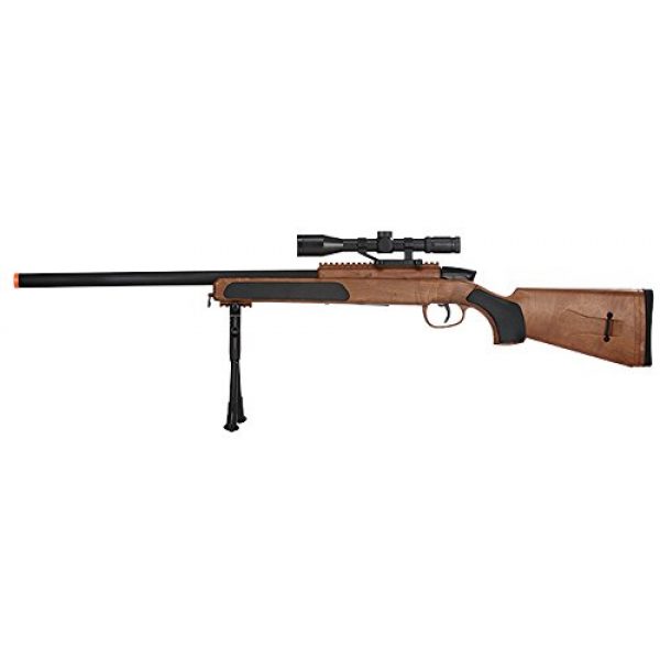 UKARMS Airsoft Rifle 3 415 FPS Spring Powered Bolt Action Airsoft Sniper Rifle w/BiPod & Scope(Wood)