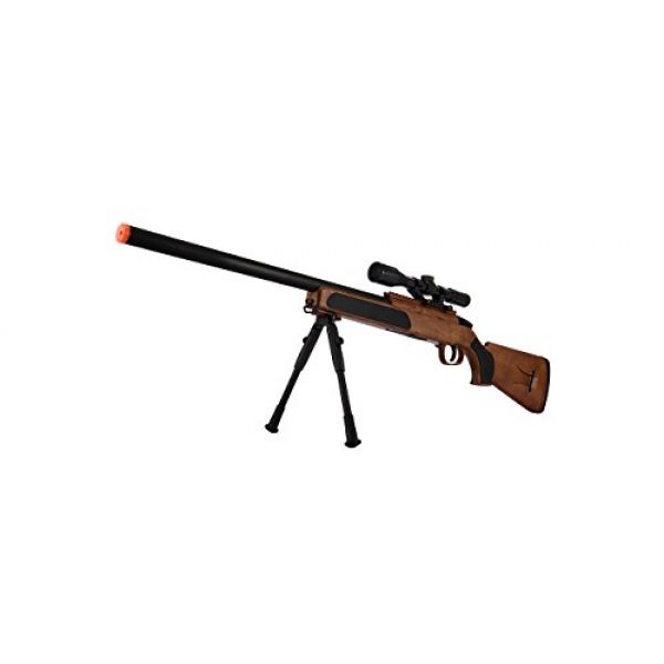 UKARMS Airsoft Rifle 4 415 FPS Spring Powered Bolt Action Airsoft Sniper Rifle w/BiPod & Scope(Wood)