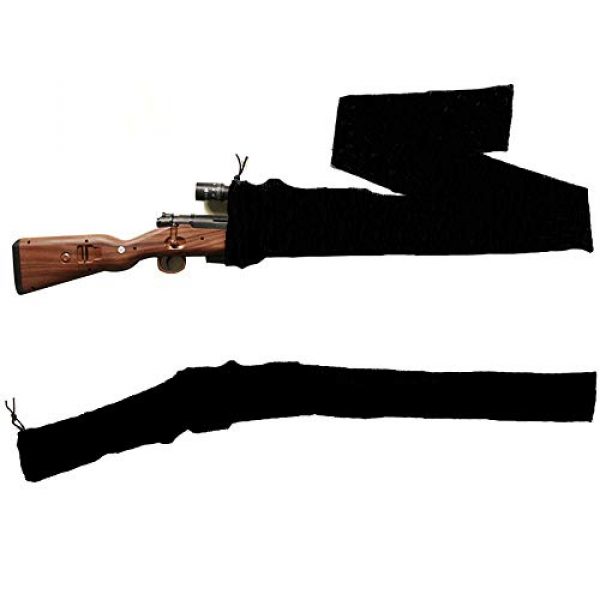 PuddingStation Rifle Case 3 PuddingStation Silicone Treated Knit Gun Sock Extra Wide 54 x 4 inches, 2-Pack Fits Rifle with Scopes, Pistol Grips & Tactical Accessories(Black)