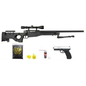 Prima USA Airsoft Rifle 1 well l96 bolt action airsoft sniper rifle hfc metal gas blowback pistol combo pk(Airsoft Gun)