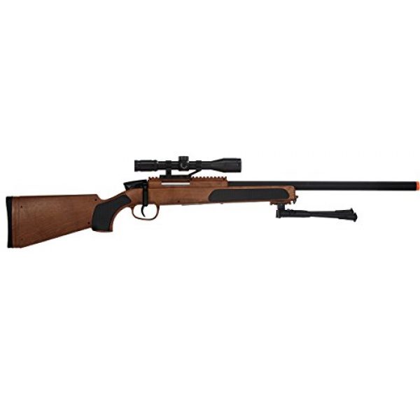 UKARMS Airsoft Rifle 1 415 FPS Spring Powered Bolt Action Airsoft Sniper Rifle w/BiPod & Scope(Wood)