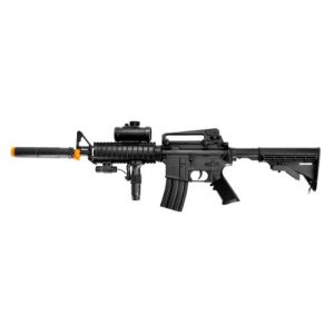 Double Eagle Airsoft Rifle 1 Double Eagle m83a2 m16 Electric Airsoft Gun Full auto fps-250 w/Flashlight, foregrip, red dot Scope, Silencer(Airsoft Gun)