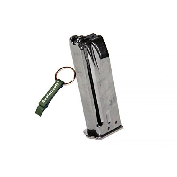 WE Airsoft Gun Magazine 1 WE 20rds Airsoft Gas Magazine For BROWNING HI-POWER Series GBB Silver -Mobile Ring Included