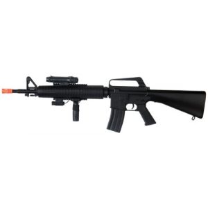 Well Airsoft Rifle 1 Well m16-a3 RIS Spring Airsoft Gun Assault Rifle fps-340 w/Aiming Sight, Flashlight, high Capacity Magazine(Airsoft Gun)