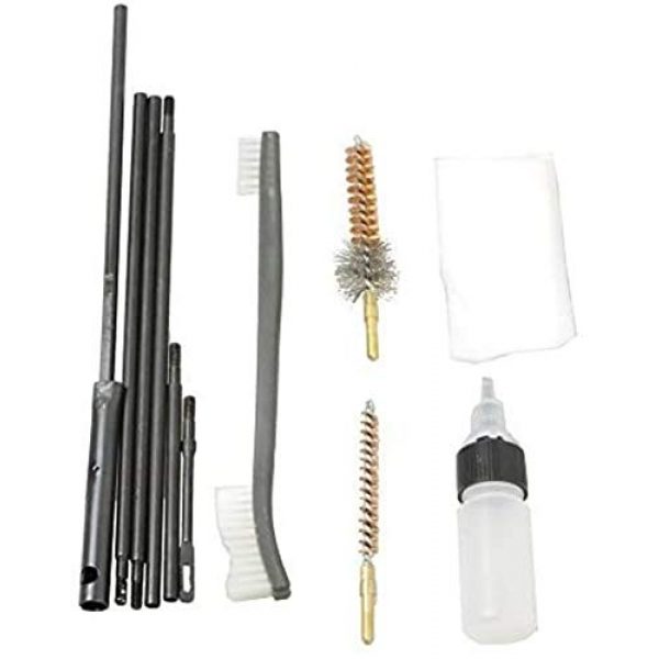 Explorer Cases Rifle Cleaning Kit 3 Explorer 10 Pcs Set Gun Rifle Pistol Cleaning Kit Compact Travel Size Mil-Spec Rods Metal Brush Heads Olive Green Pouch Bag Case Drab Travel Size Maintenance Kit