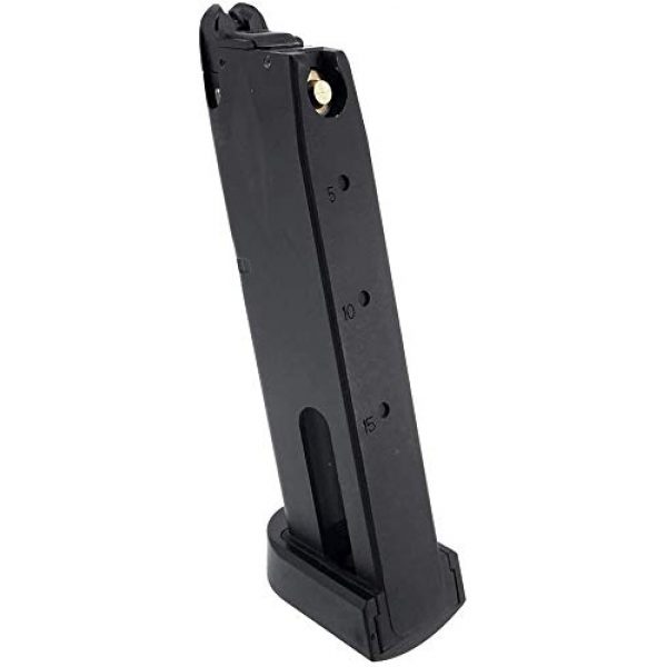 SportPro Airsoft Gun Magazine 3 SportPro Bell 25 Round Metal 12g CO2 Cartridge Gas Magazine for GBB M9 Airsoft - Black