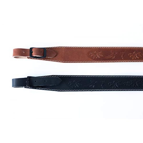 Lion Gear Airsoft Rifle Sling 2 Lion Gear Full-Grain Leather Rifle Sling Made in America and Stamped with Beautiful Hand-Carved Nature Images and Heavy Duty Buckles