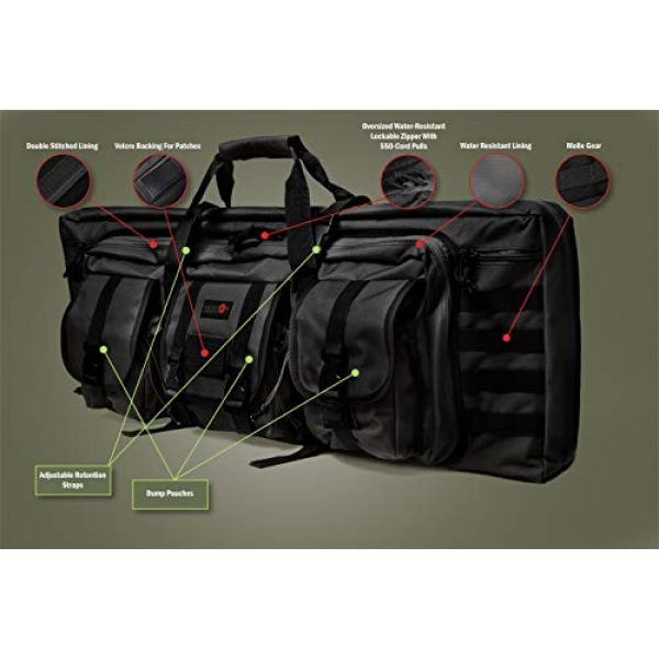 Tacticon Rifle Case 2 Double Rifle Bag | 2 Rifles + 2 Pistols Tuckable Backpack Straps | Combat Veteran Owned Company | Waterproof Padded Lockable Carbine or Long Gun Case