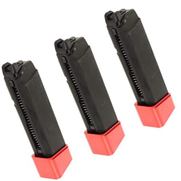 Generica Airsoft Gun Magazine 1 Generica Airsoft Spare Parts 3pcs 22rd Gas Mag Metal Magazine for G17 GBB Pistol Black/Red Base