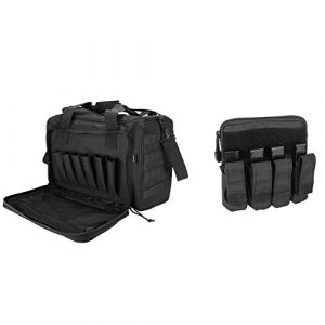 ProCase Pistol Case 1 ProCase Tactical Gun Range Bag for Handguns, Pistols and Ammo Bundle with Tactical Pistol Mag Pouch -Black