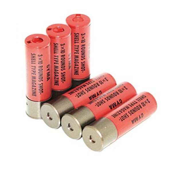 Generica Airsoft Gun Magazine 4 Generica Airsoft Spare Parts CYMA 6pcs (30rd Each) Plastic Shotgun Shell Magazine with 4-Shell Holder Metal Carrier