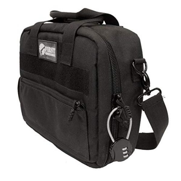 First Choice Gear Pistol Case 2 Pistol Case Range Bag for Handguns by FirstChoice - 2 to 4 Gun Padded Tactical Handgun Shooting Soft Case, Lockable Zippers w/Padlock, 3 Mini-Holsters, 8 Mag Slots, 4 Pockets, w/Range Mat