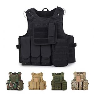 HYCOPROT Airsoft Tactical Vest 1 HYCOPROT Tactical Vest, 1000D Oxford Adjustable Military Airsoft Vest with Multipurpose Pouches for Paintball, Combat, Training, Outdoor, Shooting, Hunting