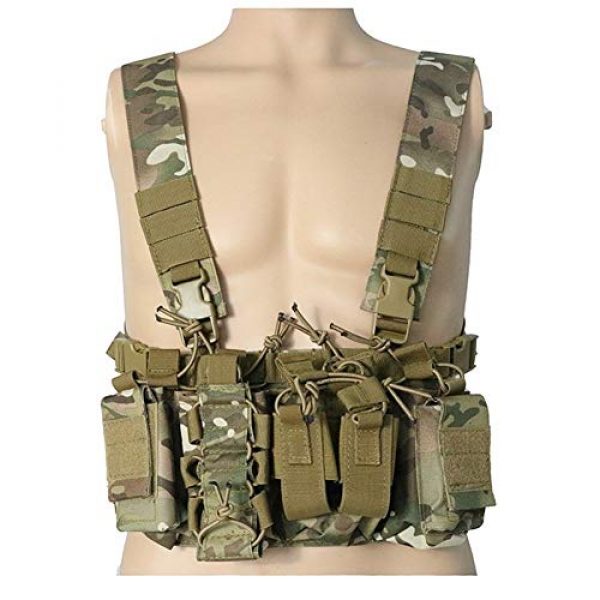 Shefure Airsoft Tactical Vest 2 Shefure Outdoor Hunting Vest Tactical MOLLE Triple Open-Top Mag Pouch Fast AK AR M4 FAMAS Mag Pouch with Shaped Suspender Shoulder Strap