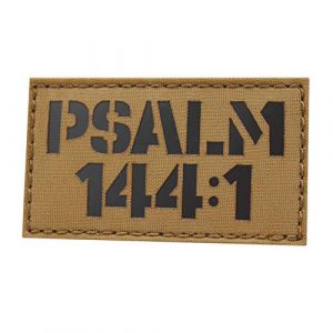 Tactical Freaky Airsoft Morale Patch 1 IR Coyote Psalm 144:1 2x3.5 OCP Christian Morale Tactical Patch