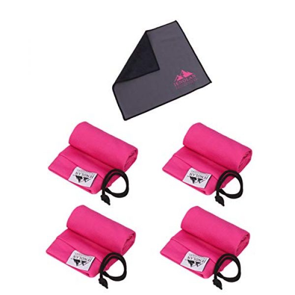 Jenolan Collections Pistol Case 1 Jenolan Collections Silicone Treated 4.3" x 15.7" Pink Handgun Socks Pack for Pistols Revolvers and Glocks (4 Pack) for Women. Included is a Gun Cleaning Cloth.
