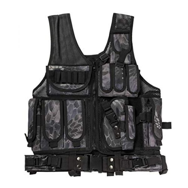 Jipemtra Airsoft Tactical Vest 1 Jipemtra Tactical MOLLE Airsoft Vest Adjustable Paintball Combat Training Vest Detachable for Hunting Mountaineering Outdoors (Python Black)