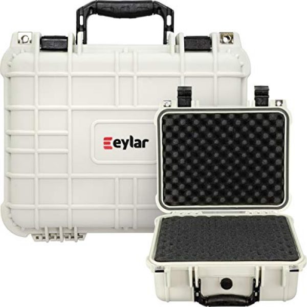 Eylar Pistol Case 7 Eylar Tactical Hard Gun Case Water & Shock Proof with Foam TSA Approved 13.37 Inch 11.62 Inch 6 Inch Storm White