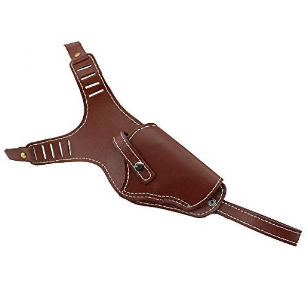 PG Airsoft Gun Holster 2 PG Vertical Shoulder Holster Brown Leather Cross Harness Gun Holster Right Hand Hunting Pistol Bag Fits Medium Frame Auto Handguns