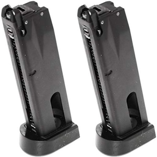 Airsoft Gang Airsoft Gun Magazine 1 Airsoft Parts 2pcs 22rd CO2 Mag Metal Magazine for Bell M9 Series GBB Pistol Black