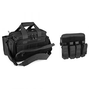 ProCase Pistol Case 1 ProCase Tactical Gun Range Bag Pistol Shooting Duffle Bag Bundle with Tactical Pistol Mag Pouch -Black