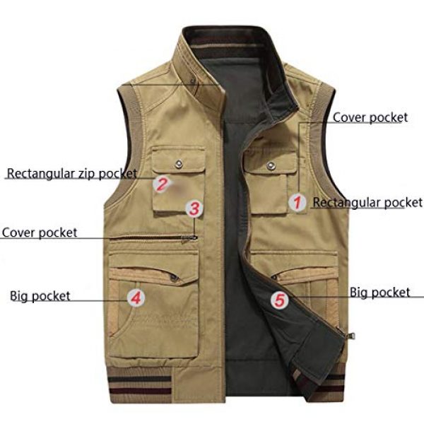 DAFREW Airsoft Tactical Vest 4 DAFREW Men's Reversible Cotton Casual Gilet Vest Outdoor Multi Pockets Full Zip Vests (Color : Black, Size : L)