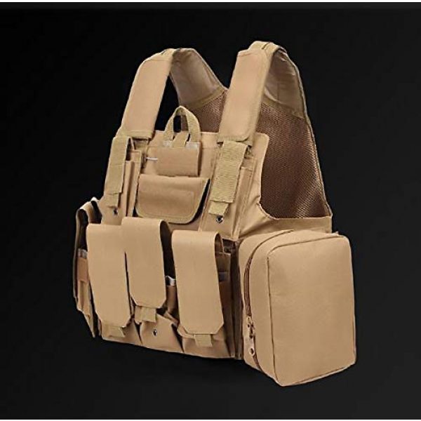 WEQ Airsoft Tactical Vest 5 WEQ Tactical Molle Airsoft Vest Paintball Combat Training Vest Adjustable (Color : Beige)