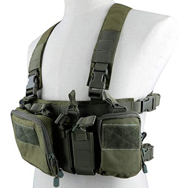 Huenco Airsoft Tactical Vest 2 Huenco Tactical Assault Chest Rig 500D Molle Multicam Tactical Vest with Multi-Pockets + Tactical MOLLE Military Day Pack