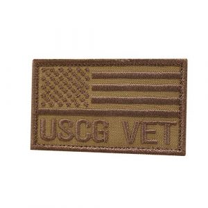 LEGEEON Airsoft Morale Patch 1 LEGEEON Coyote USCG Veteran Vet 2x3.25 US Coast Guard Morale Tactical Touch Fastener Cap Patch