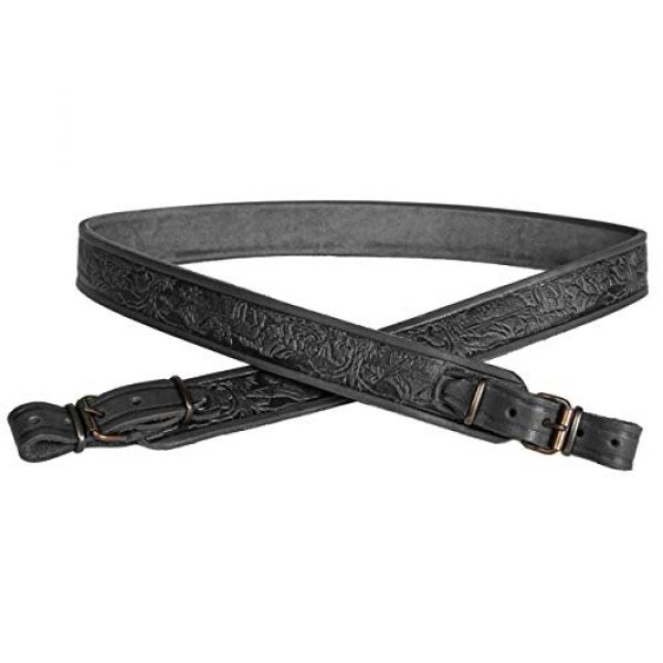 Free2Buy Airsoft Gun Sling 5 Free2Buy Rifle Sling Gun Shoulder Genuine Leather Adjustable Belt for Hunting Outdoor Tactical Shotgun Sling Strap Shotgun Embossed Black/Brown