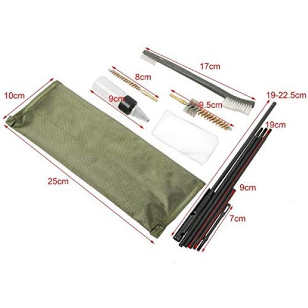 Explorer Cases Rifle Cleaning Kit 4 Explorer 10 Pcs Set Gun Rifle Pistol Cleaning Kit Compact Travel Size Mil-Spec Rods Metal Brush Heads Olive Green Pouch Bag Case Drab Travel Size Maintenance Kit